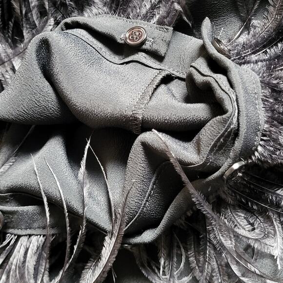 MARELLA Rivista Silk Crepe De Chine Blouse Removable Feather Cuffs NEW Size 8 - Picture 12 of 16